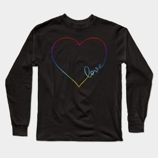 Rainbow Love Heart Pride Design Long Sleeve T-Shirt